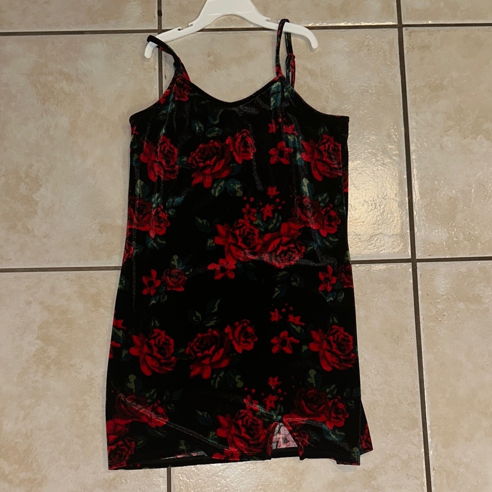Art Class Black and Red Floral Kids Formal Dress